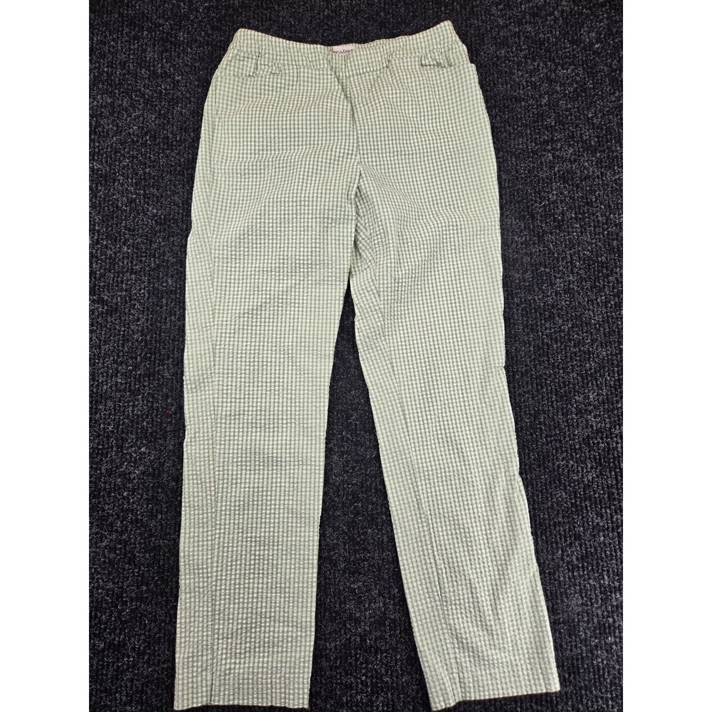 Drapers & Damons Green Gingham Seersucker Straight Leg Pants Womens Medium